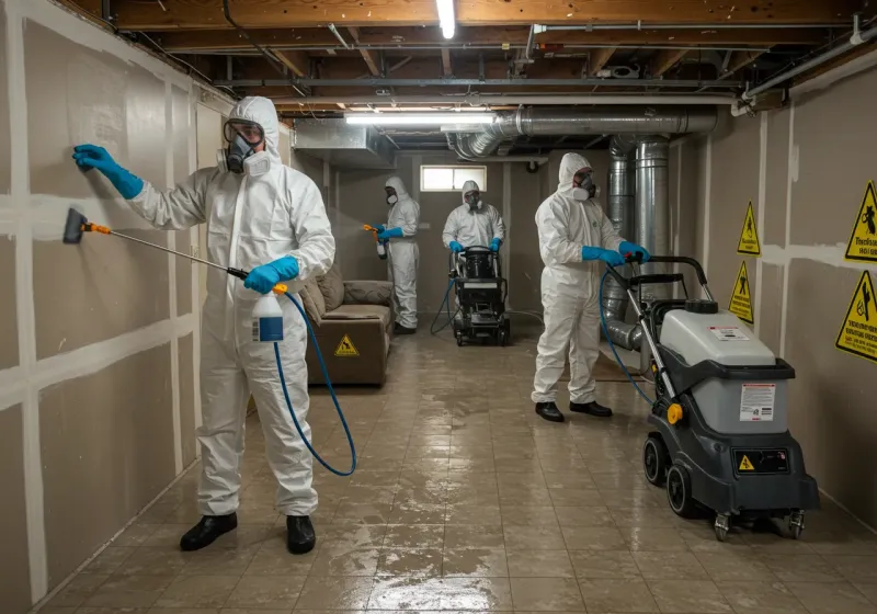 Basement Moisture Removal and Structural Drying process in Greenville, AL